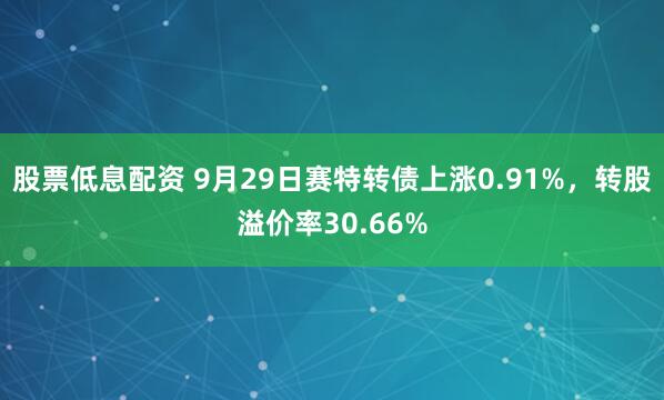 股票低息配资 9月29日赛特转债上涨0.91%,转股溢价率30.66%